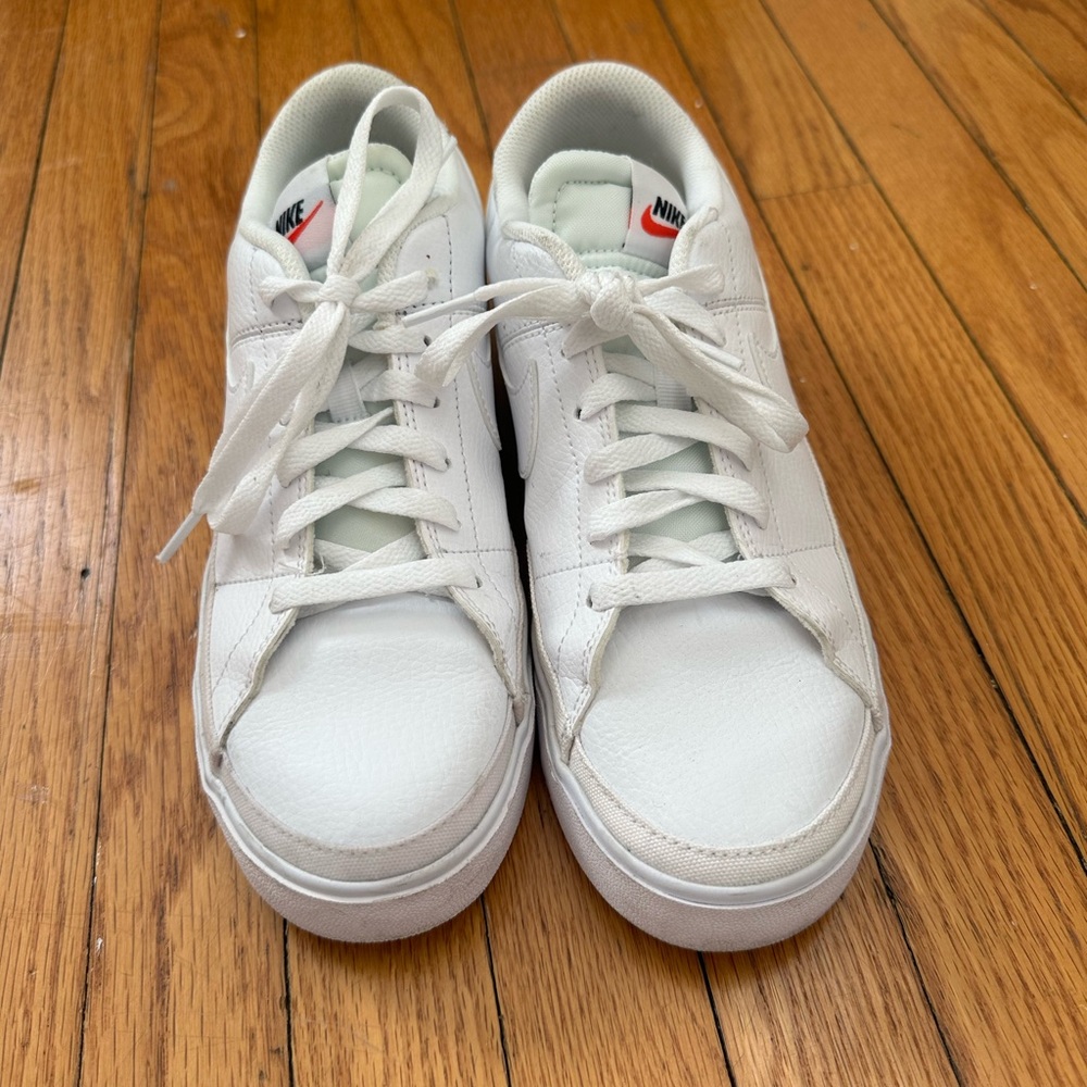 Nike White Sneakers with Black and Red Accents